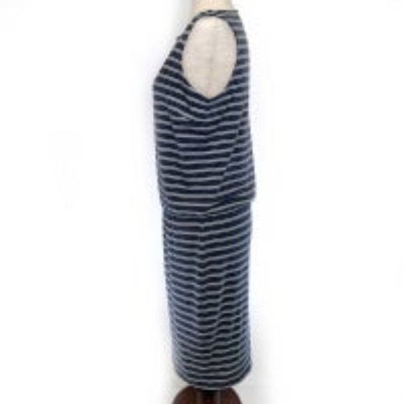 Athleta VIDA Dress Womens Navy Blue Stripes Elastic Waist Jersey Knit *READ* - Picture 3 of 5